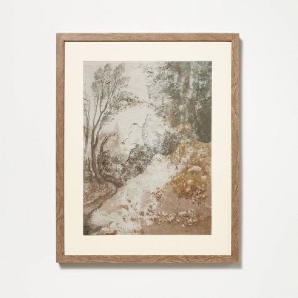 16" x 20" Ancient Fresco Linen Framed Wall Art Print - designed Studio McGee - Picture 1 of 7